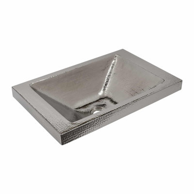 Lavabo de salle de bain rectangulaire en cuivre martelé à la main Hana