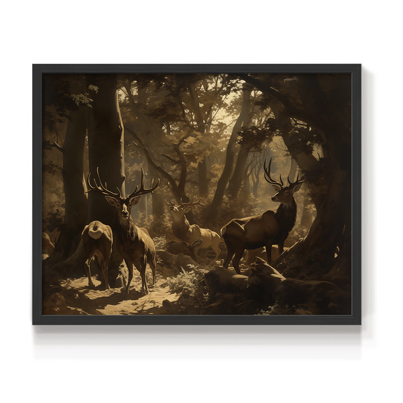Faune - Livrée - Reproduction encadrée - Restickable, H 16 po x l 20 po, Noir, noir, noir, noir