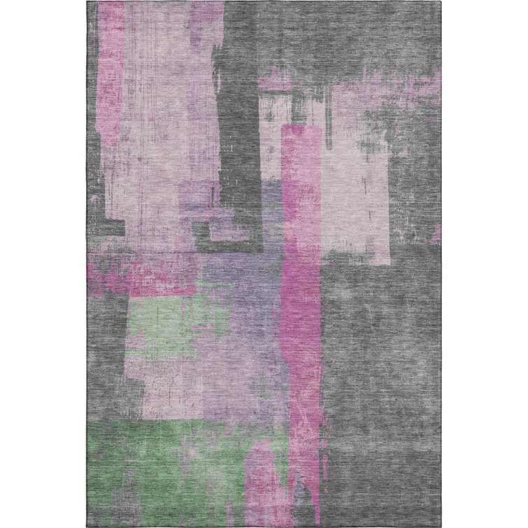 Premium Machine Washable Otte AMF1779 Blocks Rug