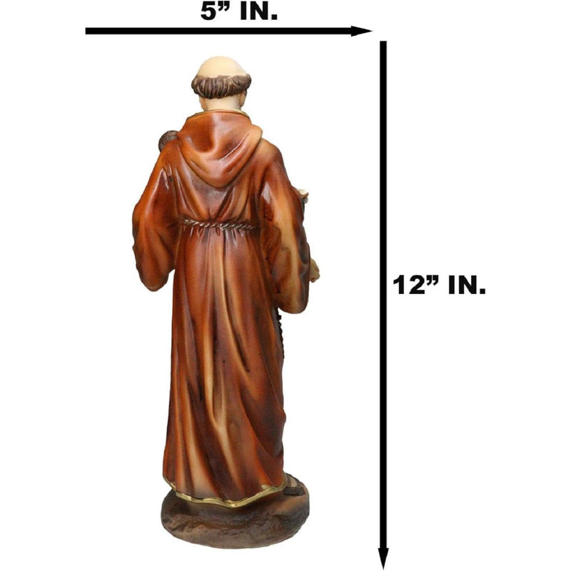Statue Catholique Saint-Antoine de Padoue portant un bébé Jésus et une bible H 12 po