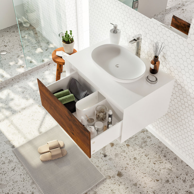 Zarra 30 in. Ash Wall Mount Vanity, Rosewood