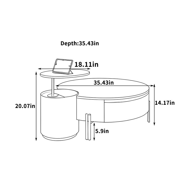 Coffee Table with Saddle Leather Surface