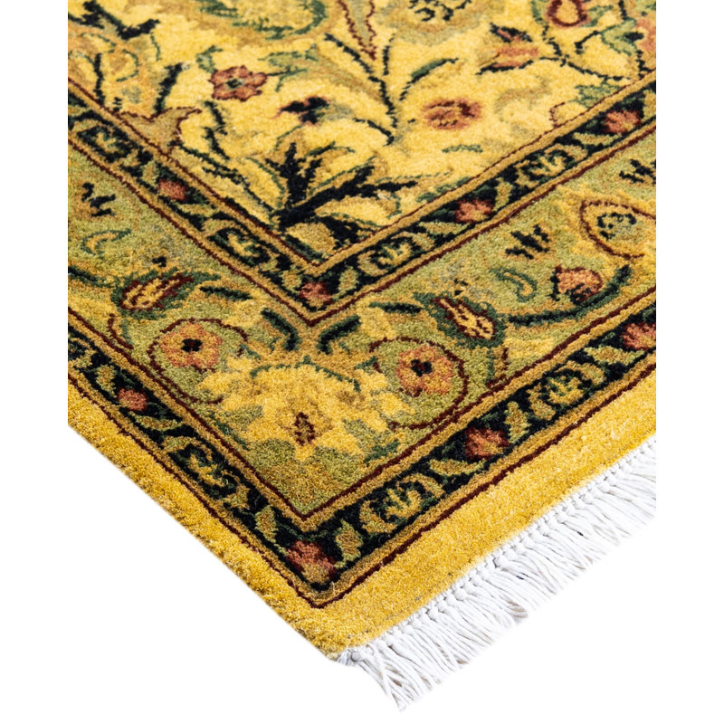 Overdyed Hand-Knotted Wool Modern-Contemporary Yellow Area Rug 2' 7" x 4' 1"