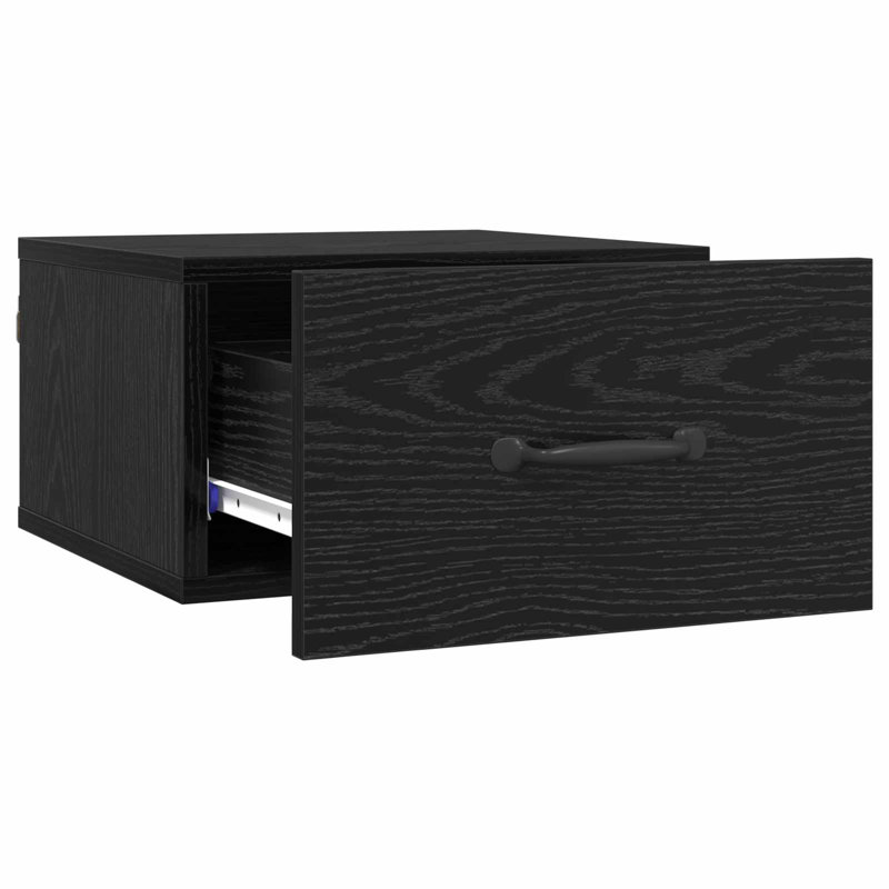 35cm W Manufactured Wood Bedside Table, Black Oak