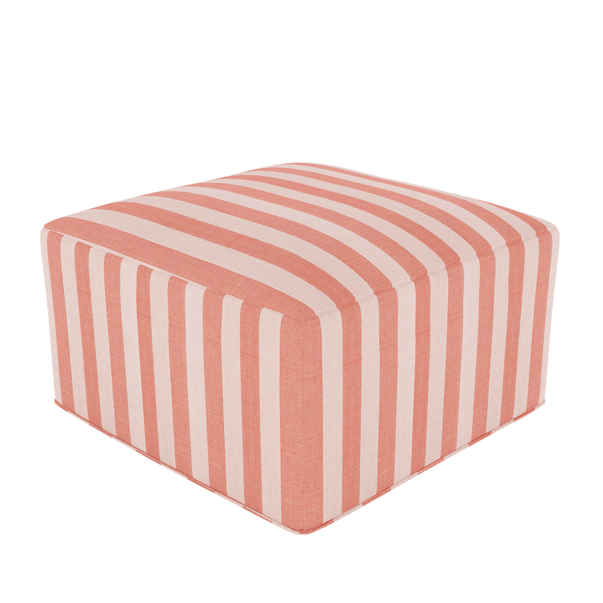 Praia Sunbrella® Outdoor Ottoman, 16" H x 29" W x 29" D, Expressive Blush Striped Sunbrella®