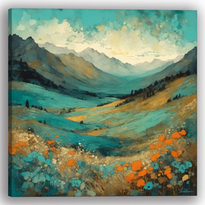 Art mural sur toile tendue Mountain Valley in Bloom