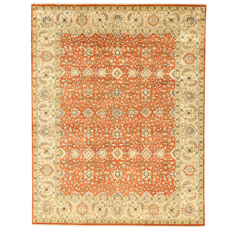 High-Quality Hand-Knotted Rust Area Rug