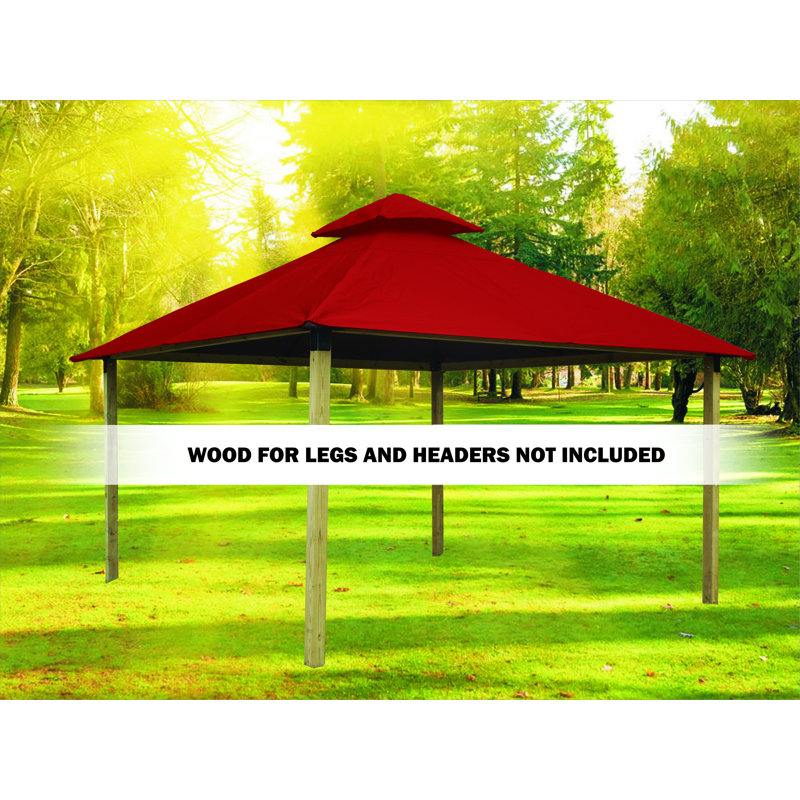 Roof Framing And Mounting 12 Ft. W x 12 Ft. D Solid Wood Gazebo, China Red, 147.5" H x 168" W x 168" D