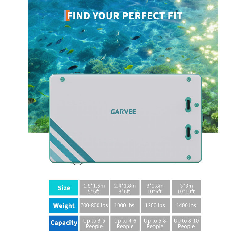 Heavy Duty Inflatable Floating Dock Platform with Detachable Ladder & Carry Bag, Non-Slip Marine PVC Water Mat Swim Raft for Lake Pool Beach, Multi-Person Blow Up Island