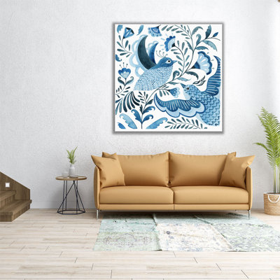 «Blue Bird Folk I», reproduction d'art sur toile