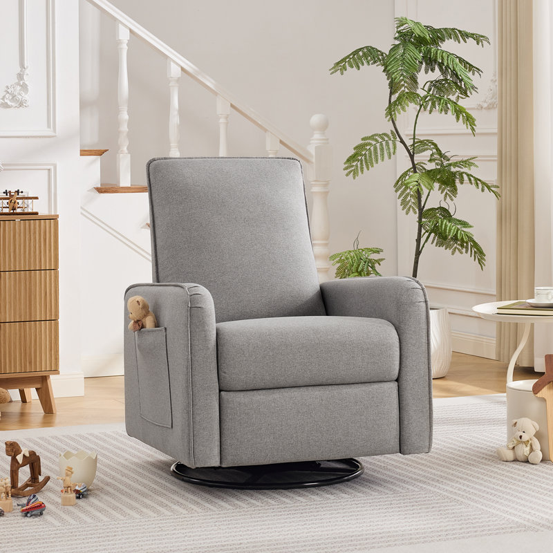 Fauteuil oscillant inclinable manuel pivotant avec poche latérale, Gray