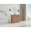Meuble-lavabo autoportant avec lavabo en céramique et 2 portes à fermeture en douceur