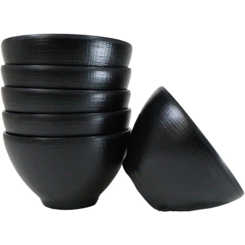 Paquet de 6 bols à dessert à soupe de riz en mélamine en soie noire 12 oz