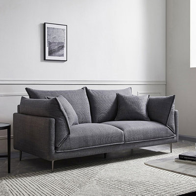 Coussin de canapé standard gris en coton et lin