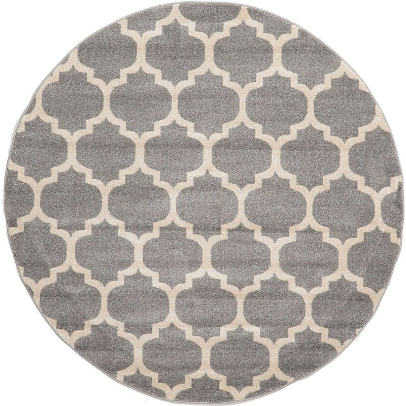 Molly Power Loom Dark Gray/Ivory Rug, Round 10'