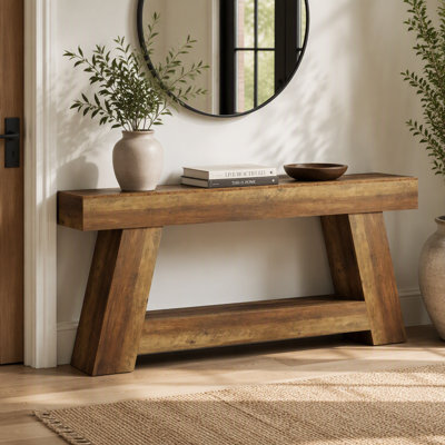 0.87" Console Table, Farmhouse 2-Tier Sofa Table with Open Storage Shelf