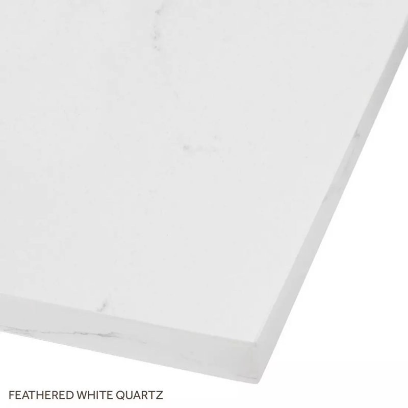 72" Delavan Vanity With Rectangular Undermount Sinks, Feathered White Quartz, 8" Widespread, 72"