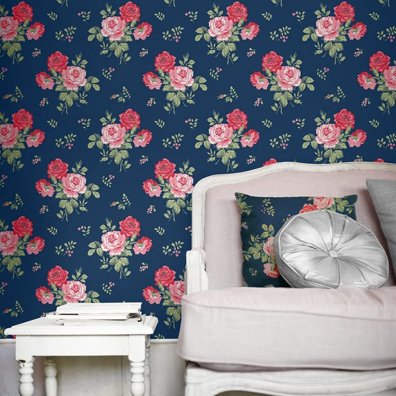 Cath Kidston Antique Rose 10.05m x 53cm Matte Finish Roll, Blue
