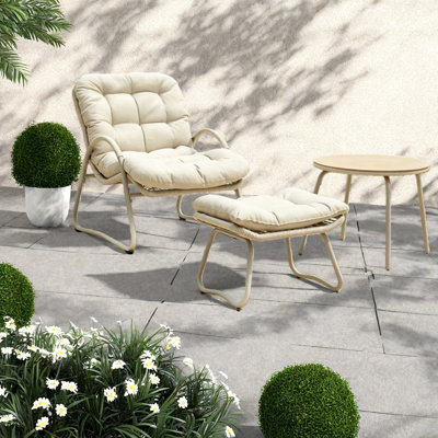 Chaises longues confortables, ensemble de 3 cordes en acier pour patio