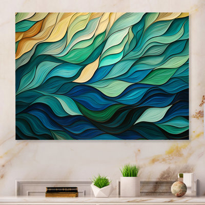 Green And Yellow Gleaming Ink I - Abstract Collages Metal Wall Art MT131612