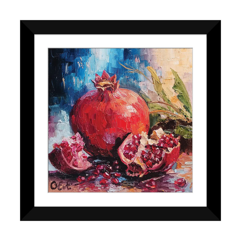 Embrassez la beauté des grenades siciliennes - impression d'art mural - papier d'art encadré, H 16 po x l 16 po, Noir