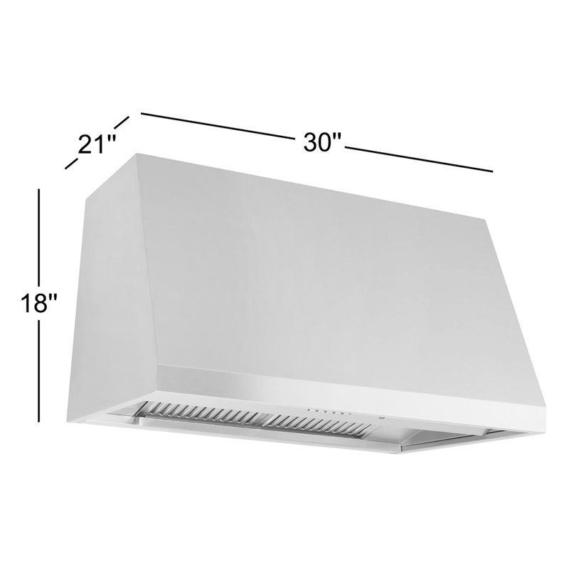 36" Commercial Style Hood, Matte Black, 30"