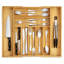 Grand range-ustensiles en bambou de qualité supérieure - tiroir de cuisine extensible et range-ustensiles, plateau à couverts 17 po x 19,75 po (7 à 9 fentes) (naturel)