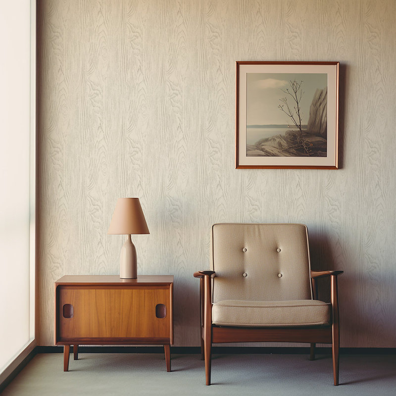 Faux Bois Woodgrain - Wood Wallpaper, Non-pasted, White