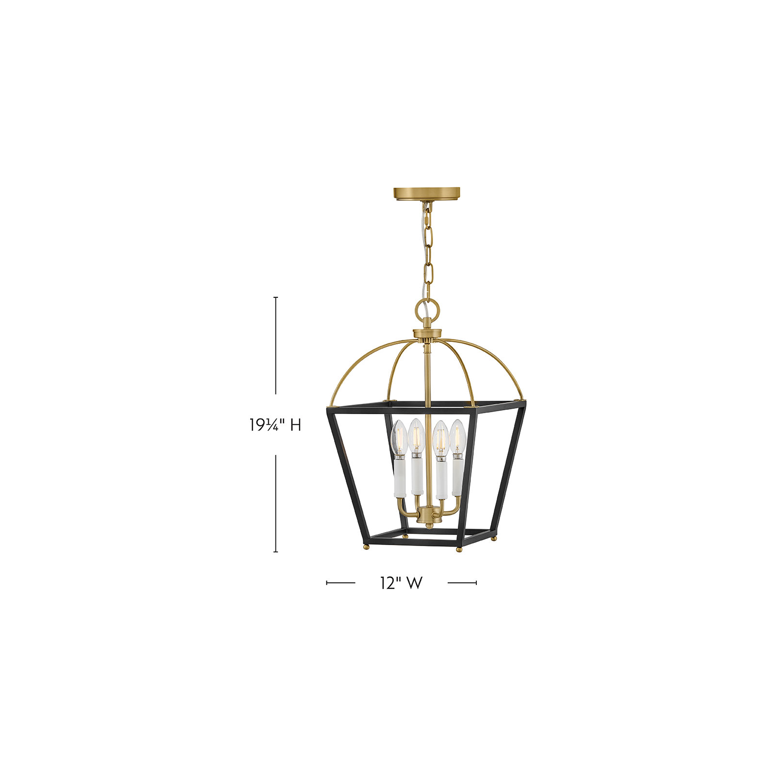 Tate 4-Light Chain-Hung Two-Tone Pendant, 19.25" H x 19.25" W x 12" D