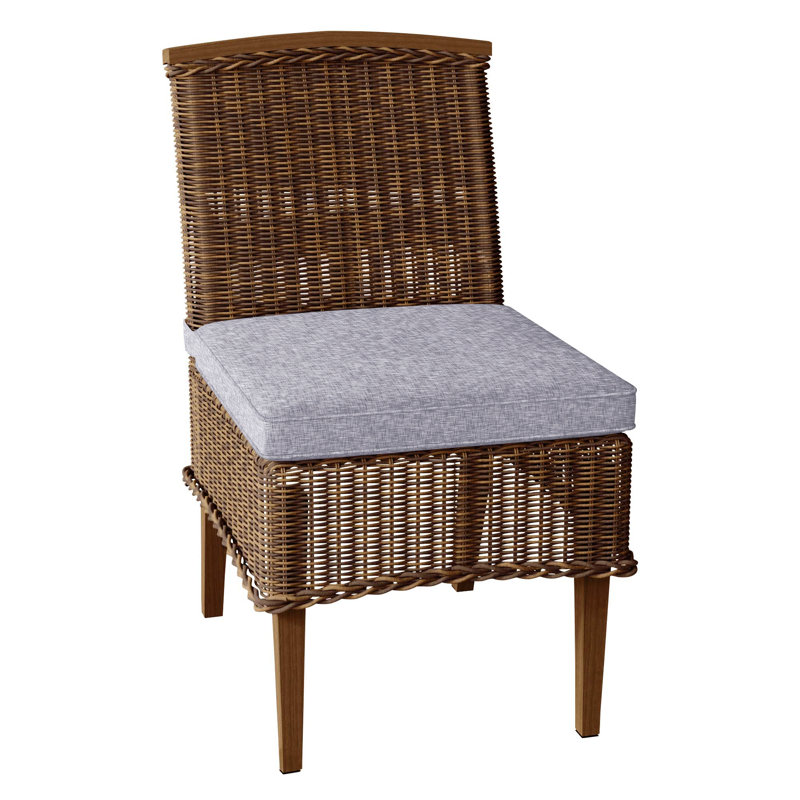 Astoria Patio Dining Side Chair with Cushions, Oyster, Welt, Verona Fossil