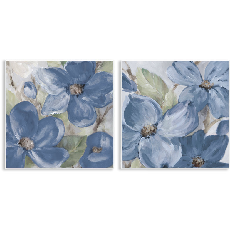 "Blue Blooming Petals", ensemble de 2 plaques murales par Lanie Loreth