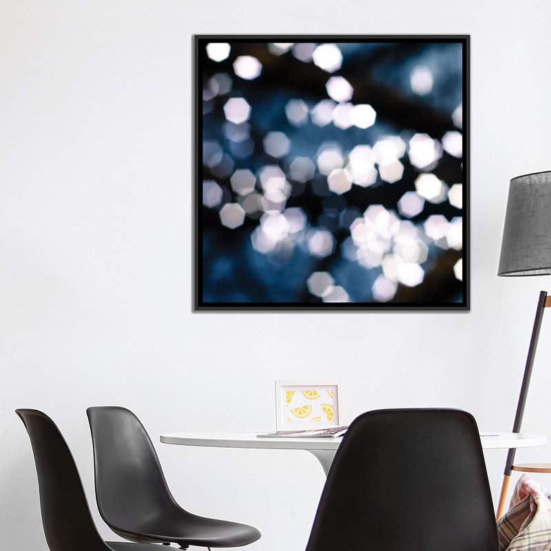 « bokeh blue ii », impression sur toile, H 12 po x l 12 po x P 1,5 po, Pas de tapis, Toile tendue