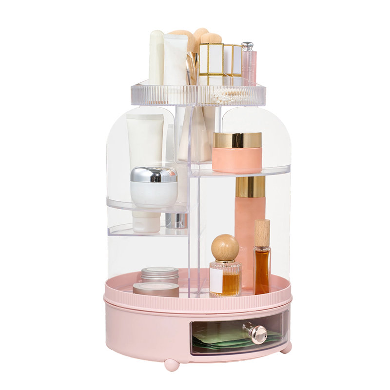 Plastic Makeup Organiser, White/Pink