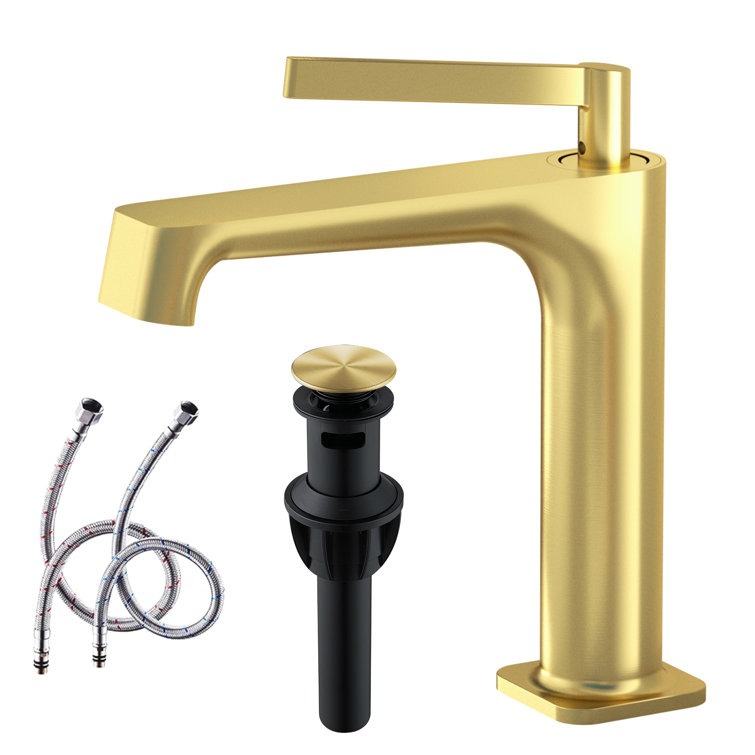 Modern Single-Hole Single-handle Bathroom Faucet with Drain Assembly