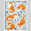 Orange Cat Pattern Floral Framed Wall Art Prints - Playful Animal Design for Kids Room-125211667-125211671
