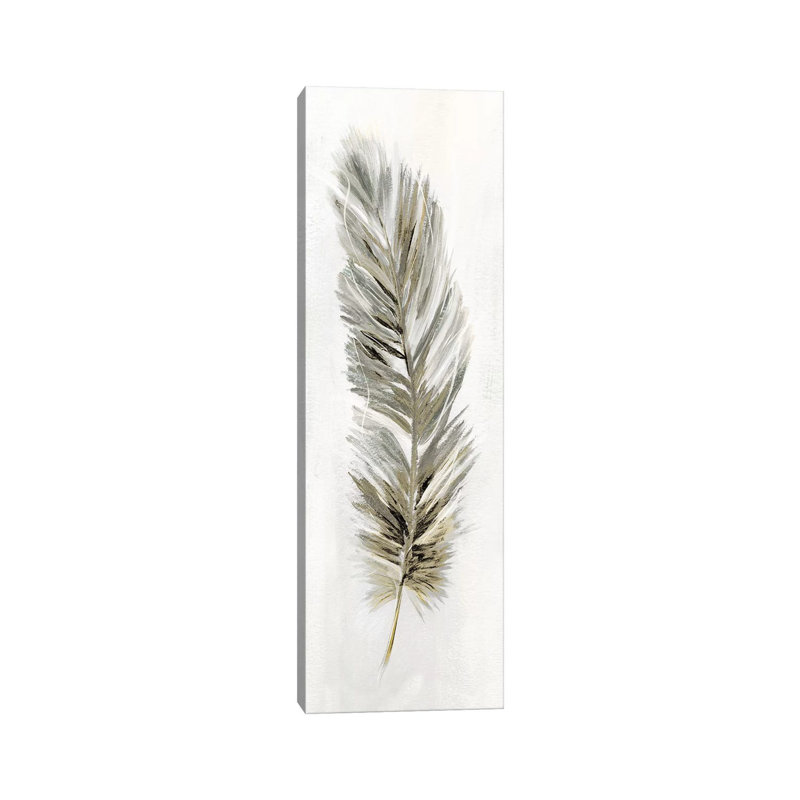 Plume Neutral II - Panoramic Painting on Canvas, Wrapped Canvas, 182.88 cm H x 60.96 cm W