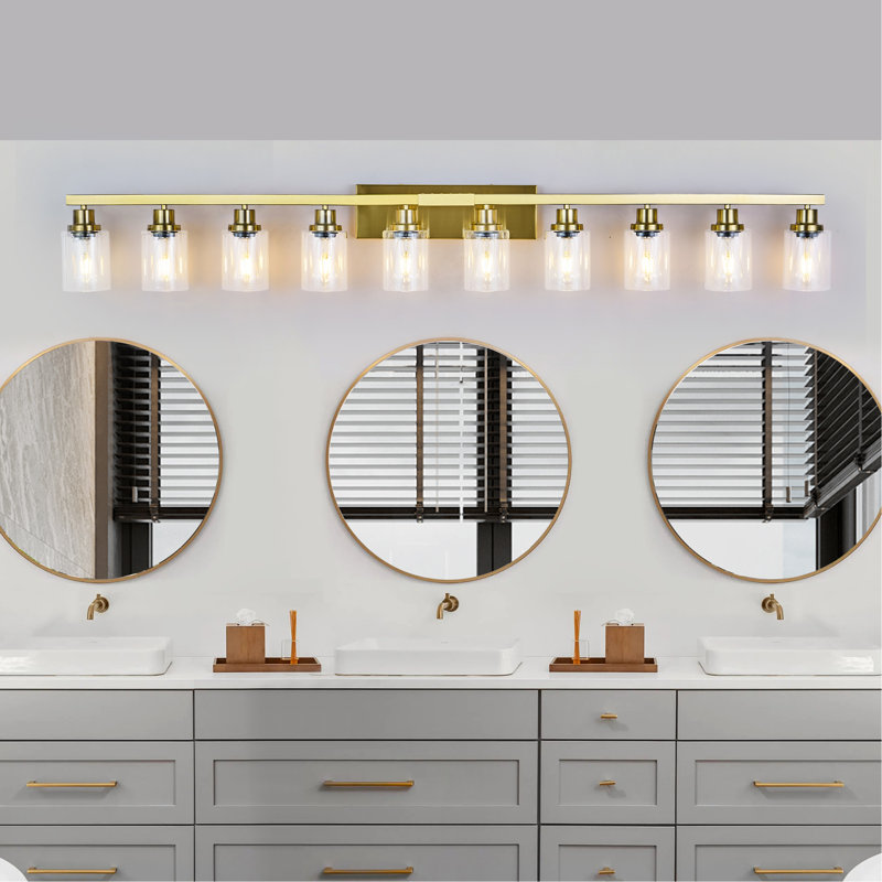 10 lumières de meuble-lavabo or pour miroir, éclairage mural moderne en or 52 pouces pour la chambre à coucher et le salon