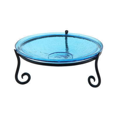 14 Inch Crackle Birdbath with Short Stand II