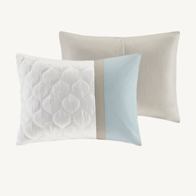 Luxurious Queen 8 Piece Bedding Sets, Seafoam Polyester Quilted Design