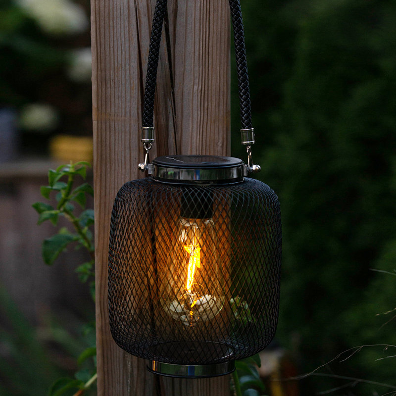 8.13'' Solar Powered Integrated LED Cylinder Lantern