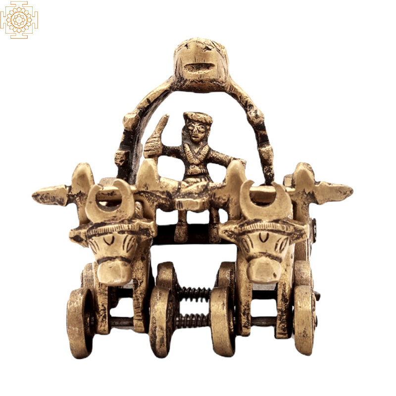 Sculpture de chariot rétro Bull, Or