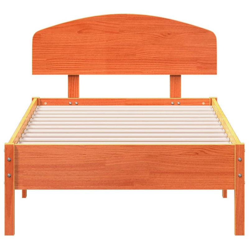Arezzini Solid Wood Bed Frame, Small Single (2'6), Wax Brown