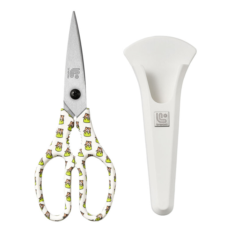 Ciseaux de cuisine robustes avec support magnétique Linoroso, Blanc / tigre