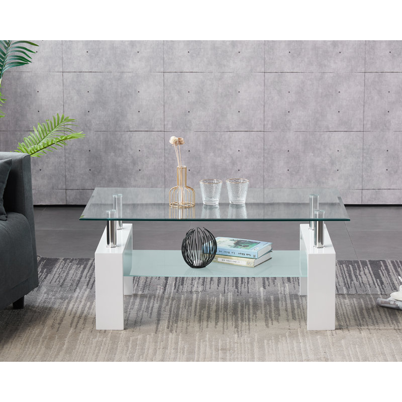 Timsbury Four Leg Coffee Table with Storage, White