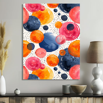 «Colorful Pink Blue Boho Bubble», reproduction d'art abstrait