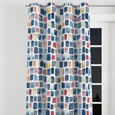 Rideaux Modern Window - rideau à œillets patchwork bleu et rose - 1 panneau