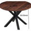 Élégante table de salle à manger, plateau rond de 42,1 po avec pieds en métal, noir mat et aspect naturel, cadre de table de cuisine propre et facile à assembler, agencement de couleurs, assemblage sans effort