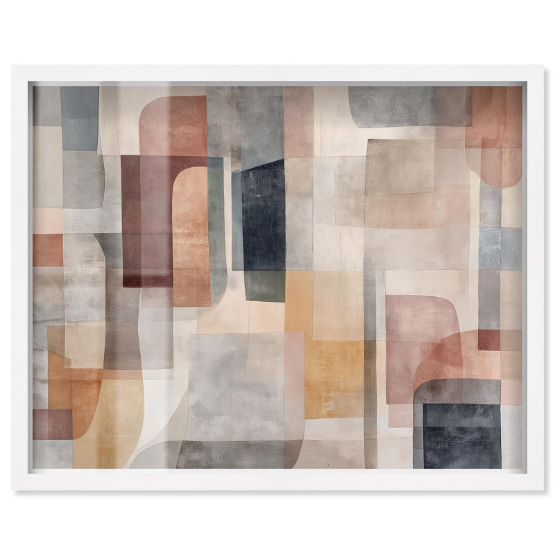 «Liminal Shapes I Shadowbox Print Midcentury» par Art Remedy, H 37 po x l 46 po, Blanc