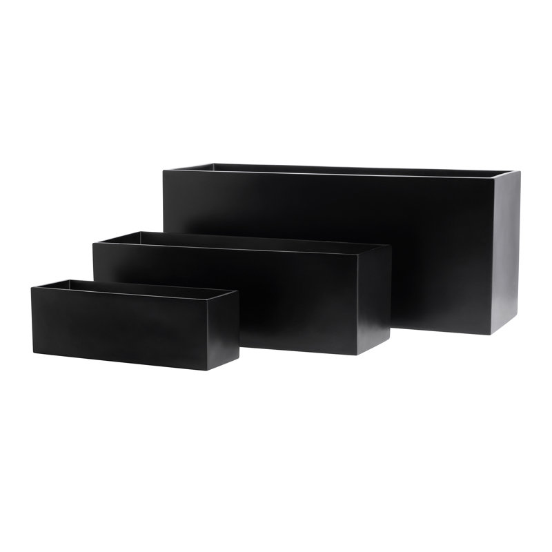 Cogburn Belmont Rectangle Planter Box, Black, 20" H x 48" W x 18" D