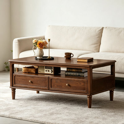 American-style vintage solid wood coffee table